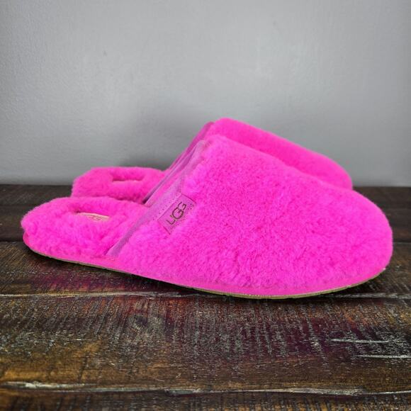 NEW UGG Fluffette Slipper Womens Size 12 Slipper Slip On Mules Shoes Pink - Picture 1 of 12